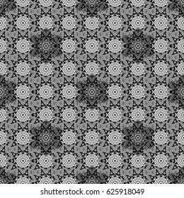 Seamless pattern on gray background with dim elements. Classic vintage background. Traditional orient ornament. Classic vector dim seamless pattern.