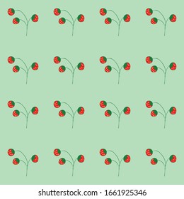 seamless pattern on a green background, wild berry strawberries, print for t-shirts, notebooks
