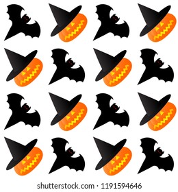 seamless pattern on Halloween with pumpkins, bats