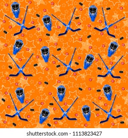 Seamless pattern on the hockey theme.
