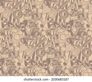 Seamless pattern on the home bakery theme for white background. Vector
