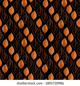 Seamless pattern on leaves theme, Autumn seamless pattern with leaf