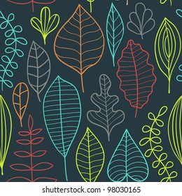 Seamless pattern on leaves theme, Autumn seamless pattern with leaf