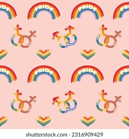 Nahtloses Muster bei LGBT-Themen. Regenbogendruck im Monat des Stolzes.