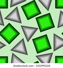 seamless pattern on a light green background green squares and gray polygons abstract