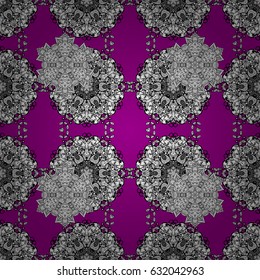 Seamless pattern on magenta background with white elements. Classic vintage background. Traditional orient ornament. Seamless classic vector white pattern.