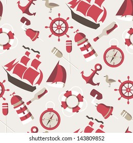 seamless Pattern on the marine theme with a ships