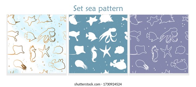 seamless pattern on a marine theme, with marine life