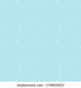 seamless pattern on a marine theme, with marine life