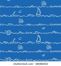 seamless pattern on the marine theme. blue
