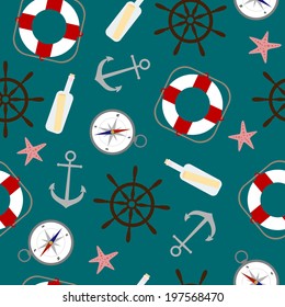Seamless pattern on the marine theme