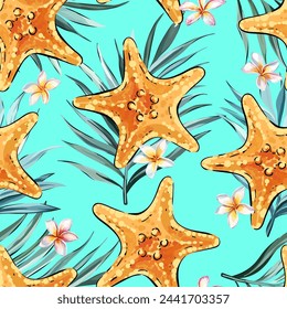 Seamless pattern on a marine theme. Sea, ocean, shells