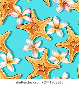 Seamless pattern on a marine theme. Sea, ocean, shells