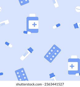 Patrón sin foco en un tema médico. Tratamiento con comprimidos de vitamina. Ilustración del vector
