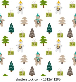 
seamless pattern on the New Year theme. winter print for design of fabric, notebook, wrapping paper. festive christmas doodle style drawing. children's poster