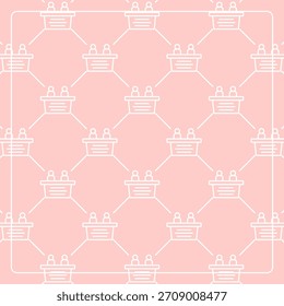 Nahtloses Muster auf rosafarbenem Hintergrund mit einem Symbol an der Rezeption. Liniendesign für Poster, Social Media und Bannervorlagen.