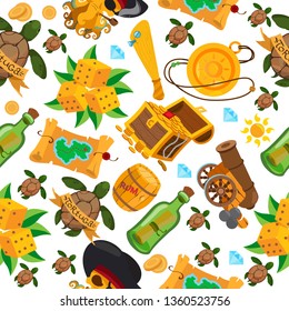 Seamless pattern on the pirate theme. Can be used for wrapping paper, wallpaper, pirate party decorations and much more.