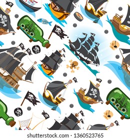 Seamless pattern on the pirate theme. Can be used for wrapping paper, wallpaper, pirate party decorations and much more.