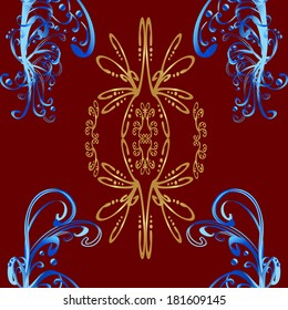 Seamless pattern on red background. Vector illustration.
