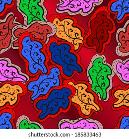 Seamless pattern on red background. Vector illustration.