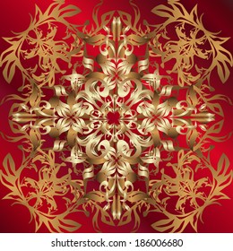 Seamless pattern on red background. Vector illustration.