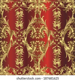 Seamless pattern on red background. Vector illustration.