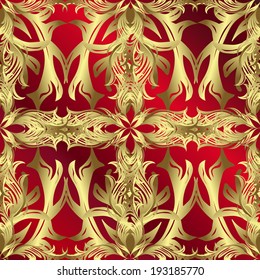 Seamless pattern on red background. Vector illustration. 