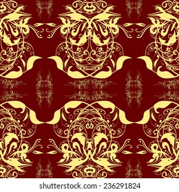 Seamless pattern on red background. Vector illustration