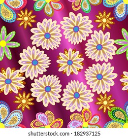 Seamless pattern on red gradient background. Vector illustration.