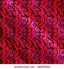 Seamless pattern on red gradient background. Vector illustration.