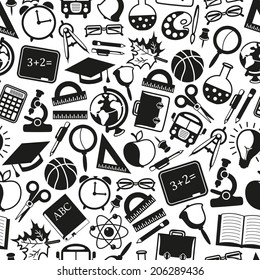 seamless pattern on a school theme school icons