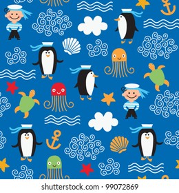 seamless pattern with on the sea theme