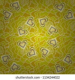 Seamless pattern is on swatches panel. Vector pattern, repeating grunge line of abstract yellow, green and white flowers or leaves.