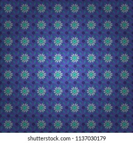 Seamless pattern is on swatches panel. Vector pattern, repeating grunge line of abstract black, blue and violet flowers or leaves.
