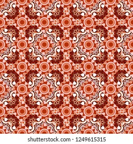 Seamless pattern is on swatches panel. Raster pattern, repeating grunge line of abstract beige, black and yellow flowers or leaves.