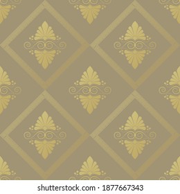Seamless pattern on the theme of Ancient Greece in gold colors. For textiles, wallpaper, ceramic or any classic design.