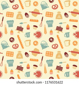 Seamless pattern on the theme of baking. Vector background