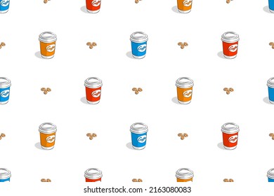 Seamless pattern on the theme of coffee.