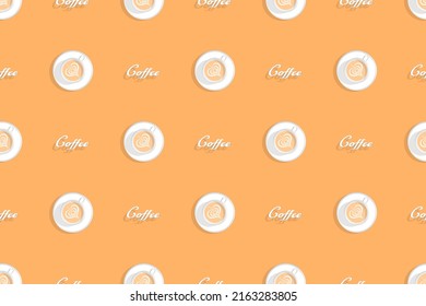 Seamless pattern on the theme of coffee.Cups of coffee top view.
