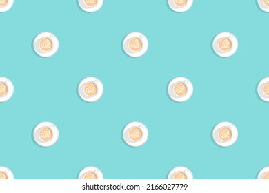 Seamless pattern on the theme of coffee.Cups of coffee top view.