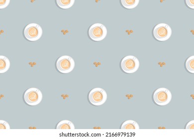 Seamless pattern on the theme of coffee.Cups of coffee top view.