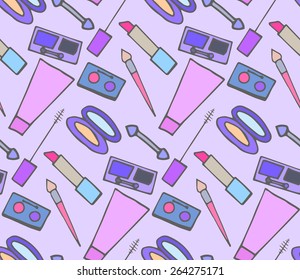 seamless pattern on the theme of cosmetics and beauty