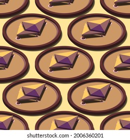 Seamless pattern on the theme of ethereum cryptocurrency, mining. Vector isometric illustration.
