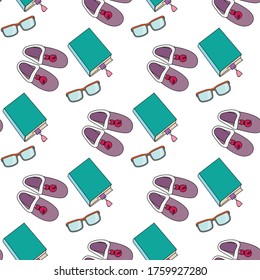 Seamless pattern on the theme of home reading.