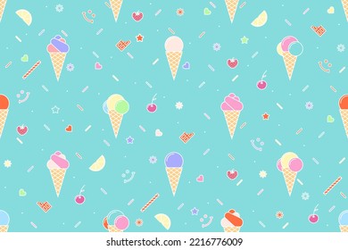 Seamless pattern on the theme of ice cream.