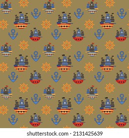 Seamless pattern on the theme of pirates. Children's vector pattern.