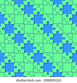 Seamless pattern on the theme of a puzzle with a shadow. The pattern at 45 degrees. Vector illustration.