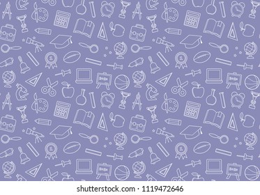 Seamless pattern on the theme of school and education