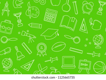 Seamless pattern on the theme of school and education