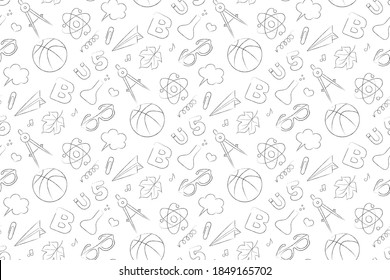Seamless pattern on the theme of school sciences